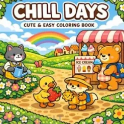 Chill Days: Coloring Book for Adults and Teens Featuring Super Cute Characters with Easy and Simple Designs for Relaxation