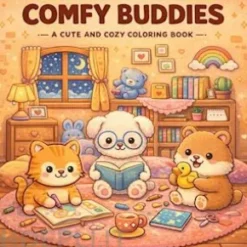 Comfy Buddies: Coloring Book for Adults and Teens Featuring Cute Characters with Easy and Simple Designs for Relaxation