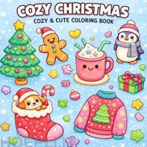 Cozy Christmas: Coloring Book for Adults and Teens Featuring Super Cute Christmas Characters with Easy and Simple Designs for Relaxation