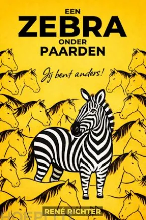 Een zebra onder paarden
