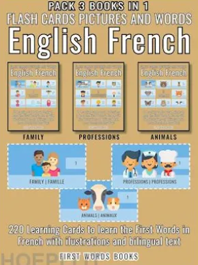 Pack 3 Books in 1 - Flash Cards Pictures and Words English French