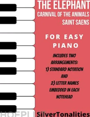 The Elephant Carnival of the Animals Easy Piano Sheet Music Combo